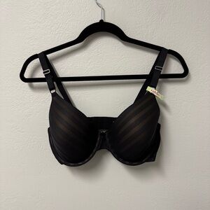 MAIDENFORM T-SHIRT BRA WIRED SIZE 36DD BLACK MESH LIGHTLY LINED NEW